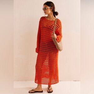 NWOT Free People Beach Sahara midi dress in orange